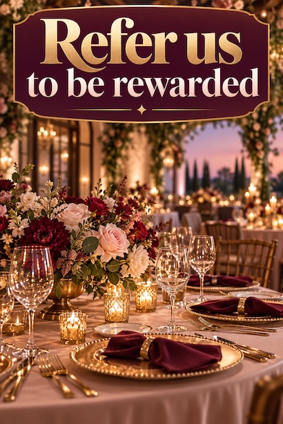 A beautifully styled event created for a client who referred a friend