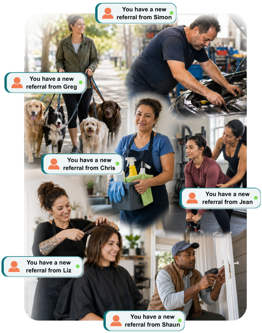 Service providers receiving new referral notifications from their clients