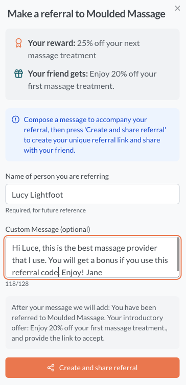 Client shares referral code illustration