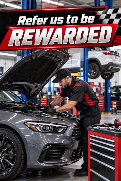 A mechanic with a customer who referred a friend