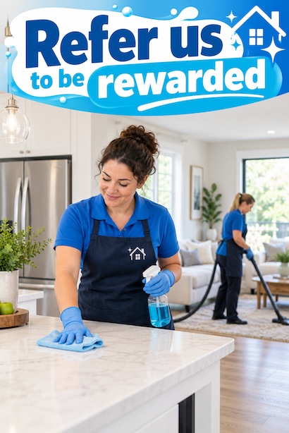 A cleaner in a spotless home booked through a referral